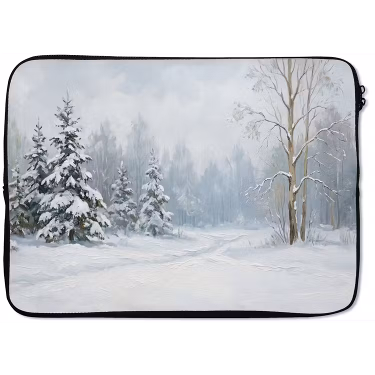 Laptophoes - Bospad - Dennen - Sneeuw - Winter - Rustgevend — 1