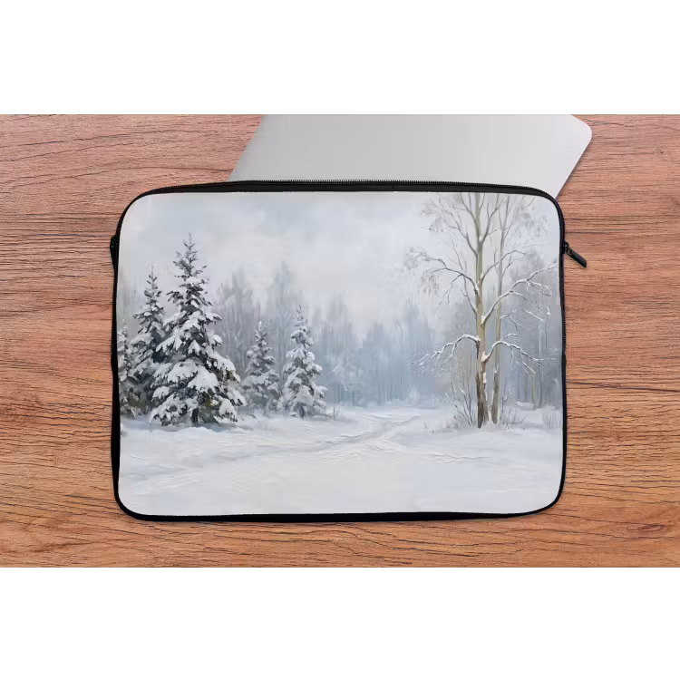 Laptophoes - Bospad - Dennen - Sneeuw - Winter - Rustgevend — 2