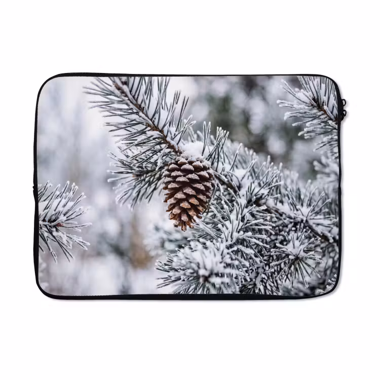 Laptophoes - Dennenappel - Tak - Sneeuw - Winter - Sfeervol — 5