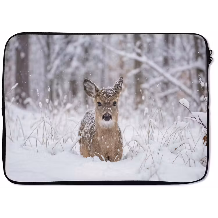 Laptophoes - Hert - Sneeuw - Bos - Dieren - Vertederend — 1