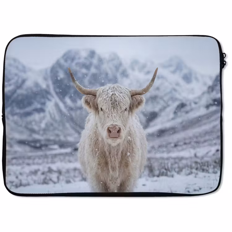 Laptophoes - Schotse Hooglander - Sneeuw - Bergen - Winter — 1