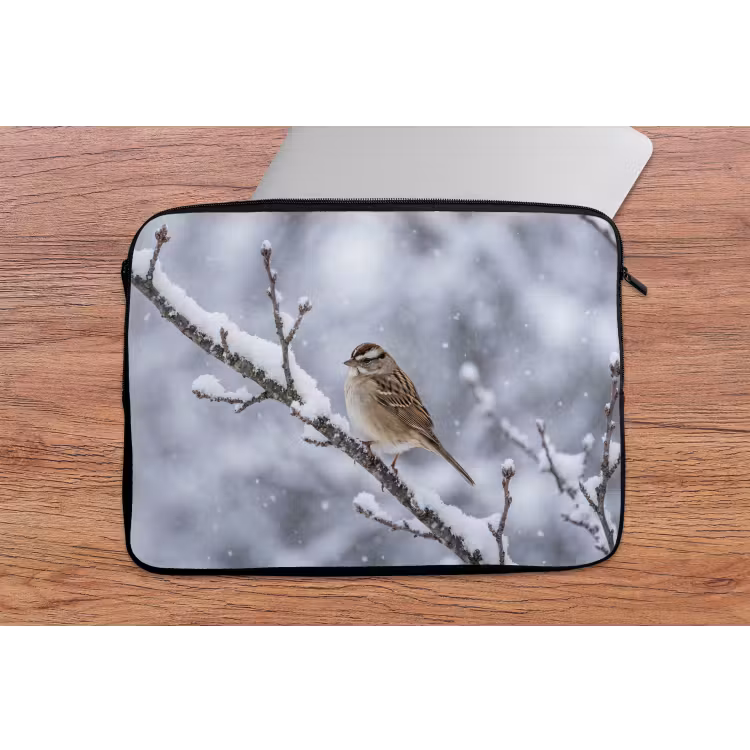 Laptophoes - Vogel - Tak - Sneeuw - Winter — 2