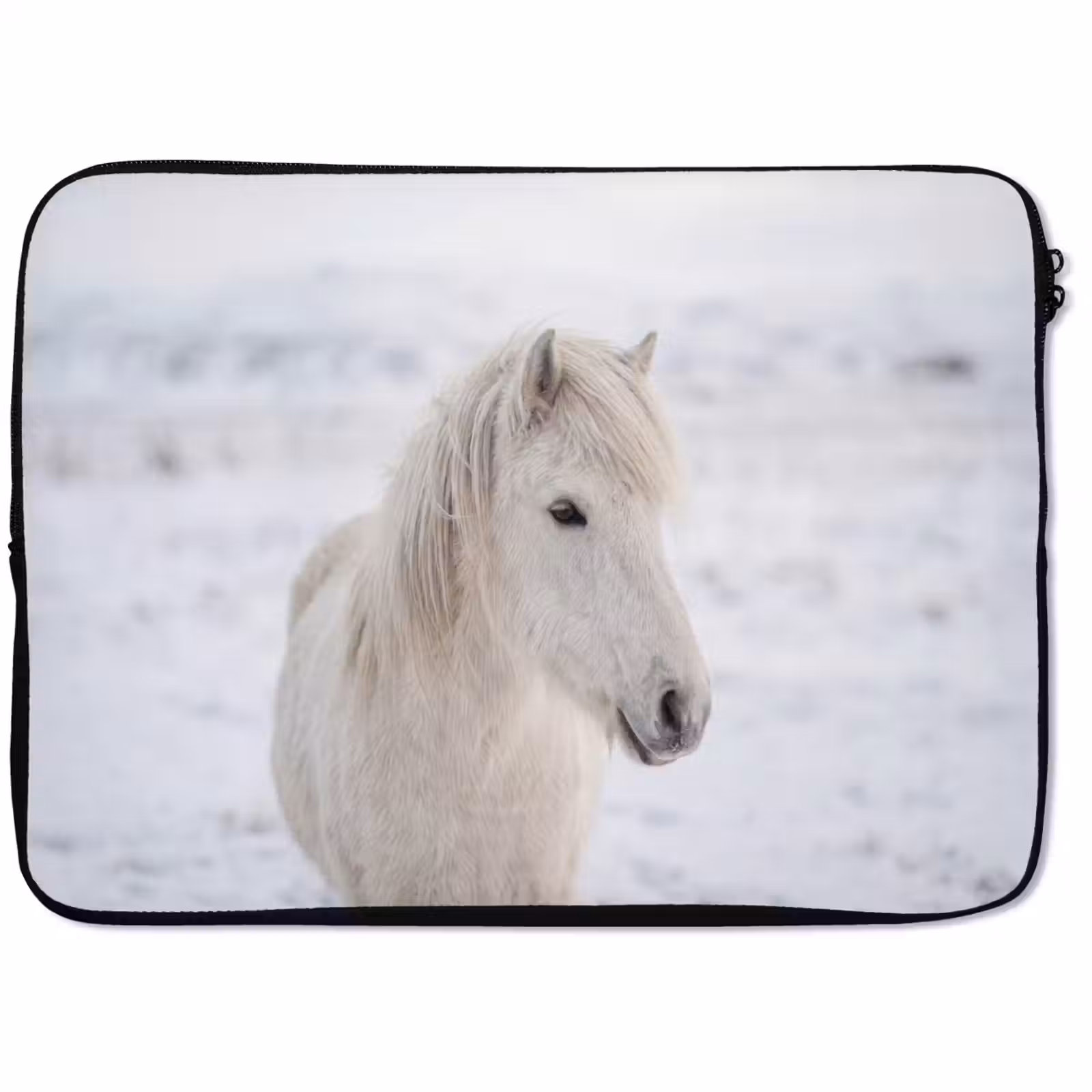 Laptophoes - Paard - Kop - Winter - Dieren - Wit — 1