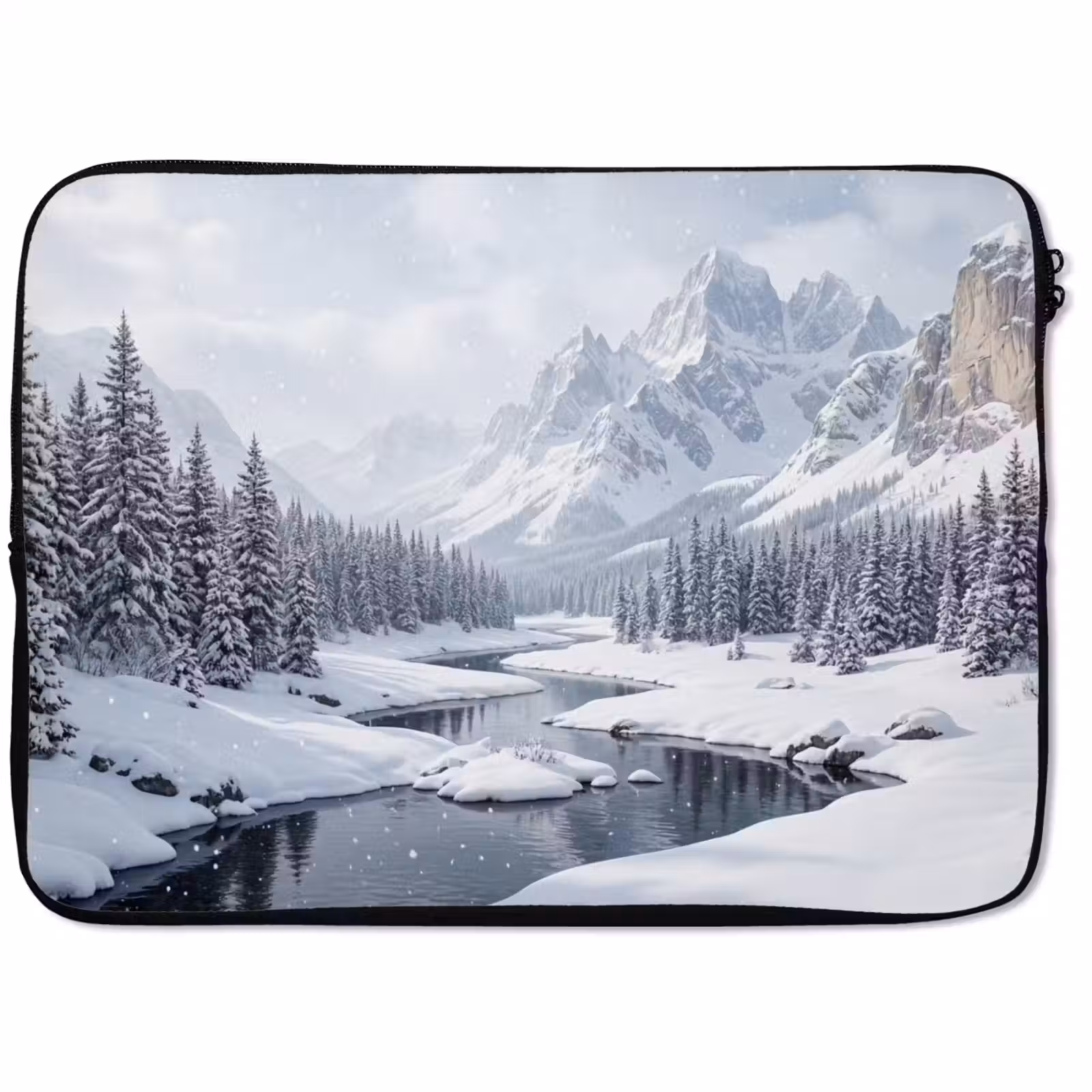 Laptophoes - Sneeuwlandschap - Bergen - Rivier - Winter — 1