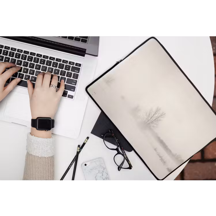Laptophoes - Boom - Mist - Sneeuw - Winter - Minimalistisch — 3