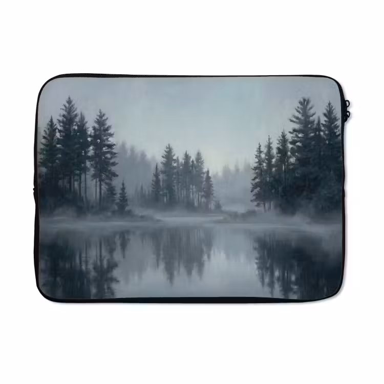 Laptophoes - Bos - Meer - Mist - Natuur - Grijs — 5