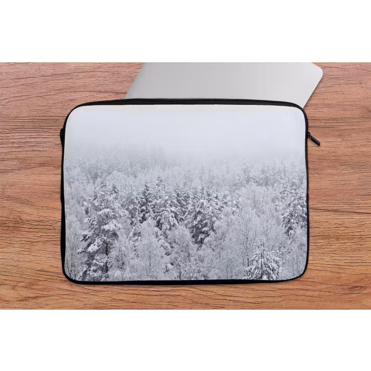 Laptophoes - Bos - Sneeuw - Winter - Natuur - Wit — 2