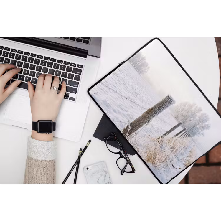 Laptophoes - Hek - Sneeuw - Mist - Platteland - Nostalgisch — 3