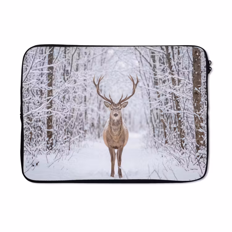 Laptophoes - Hert - Winter - Bos - Natuur - Wit — 5