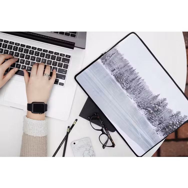 Laptophoes - Meer - Dennen - IJs - Winter - Rustgevend — 3