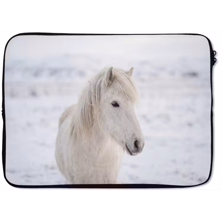 Laptophoes - Paard - Kop - Winter - Dieren - Wit — 1