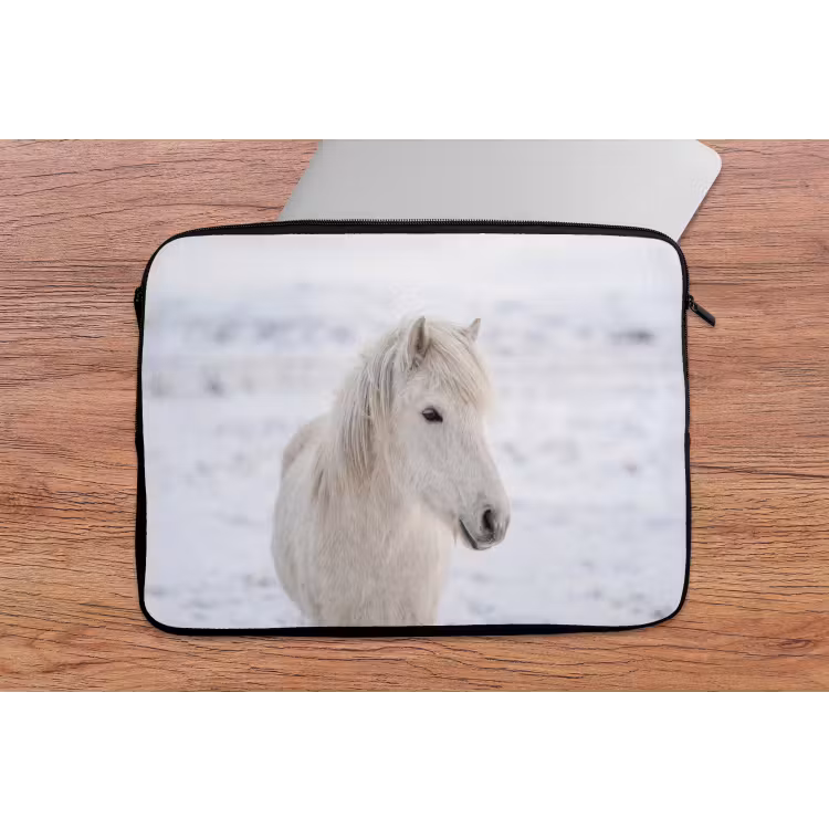 Laptophoes - Paard - Kop - Winter - Dieren - Wit — 2