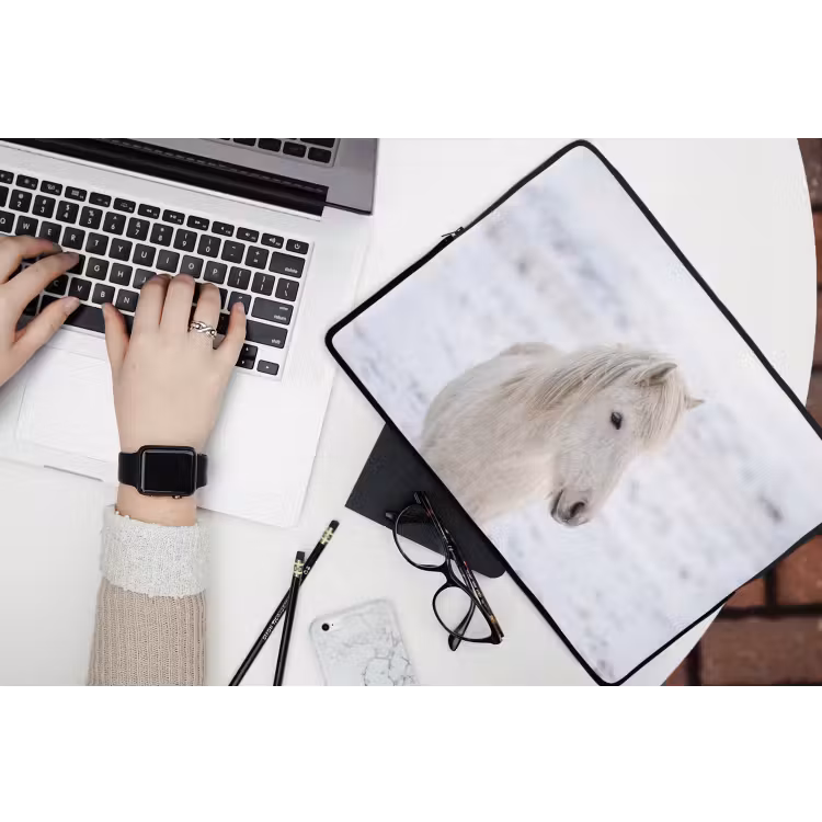 Laptophoes - Paard - Kop - Winter - Dieren - Wit — 3