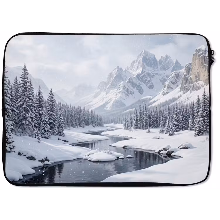 Laptophoes - Sneeuwlandschap - Bergen - Rivier - Winter — 1