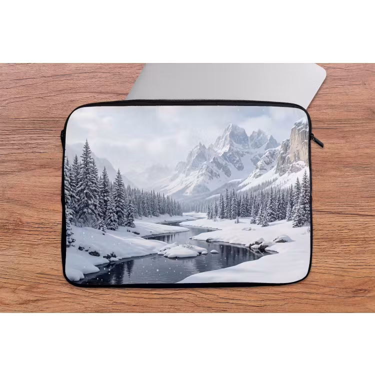 Laptophoes - Sneeuwlandschap - Bergen - Rivier - Winter — 2