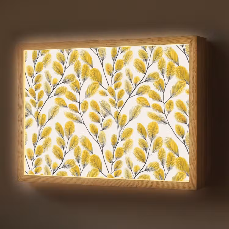 Lightbox - Wandlamp - Bladeren - Botanisch - Elegant - Geel - Zwart — 1