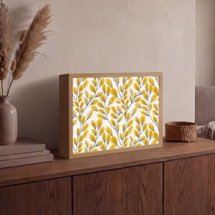 Lightbox - Wandlamp - Bladeren - Botanisch - Elegant - Geel - Zwart — 4