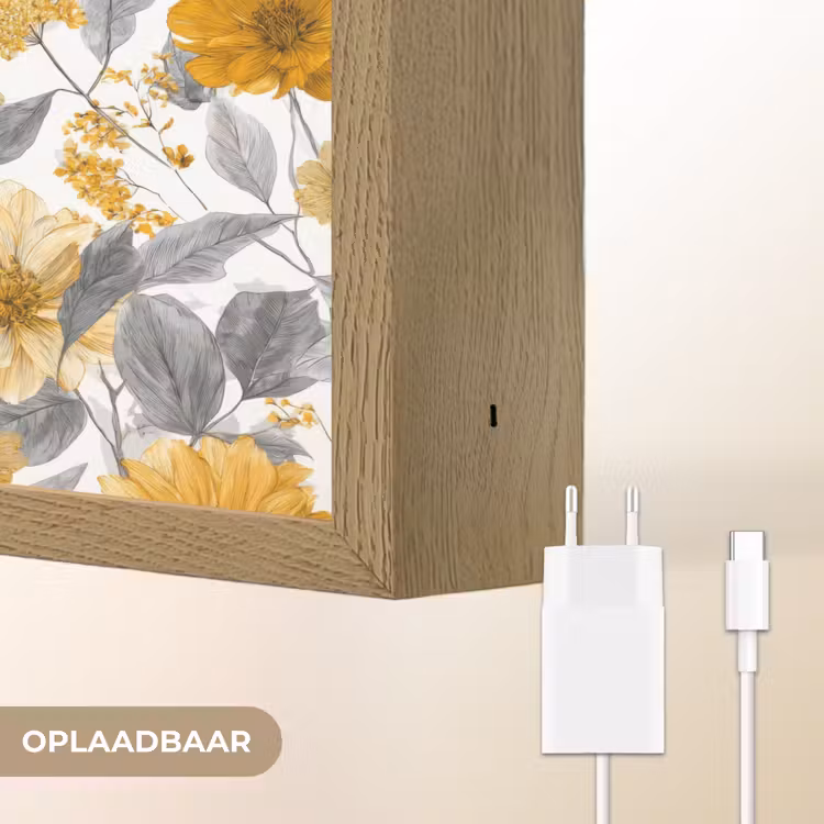 Lightbox - Wandlamp - Bloemen - Botanisch - Elegant - Okergeel - Grijs — 7