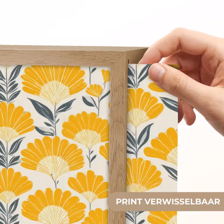 Lightbox - Wandlamp - Bloemen - Retro - Botanisch - Okergeel - Grijs — 5