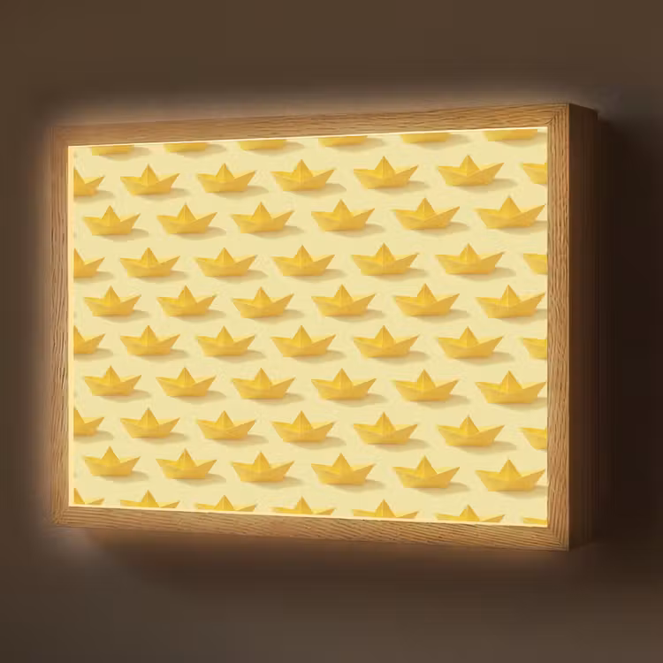Lightbox - Wandlamp - Bootjes - Origami - Creatief - Geel — 1