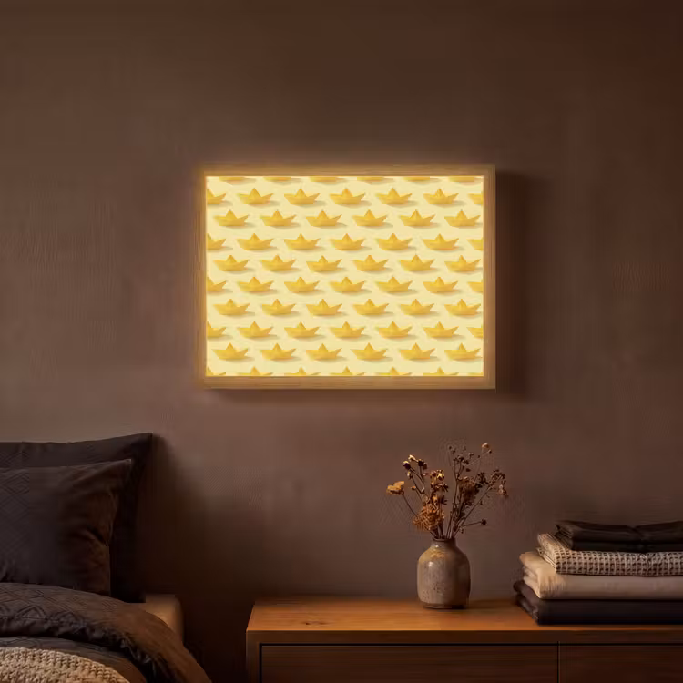 Lightbox - Wandlamp - Bootjes - Origami - Creatief - Geel — 3