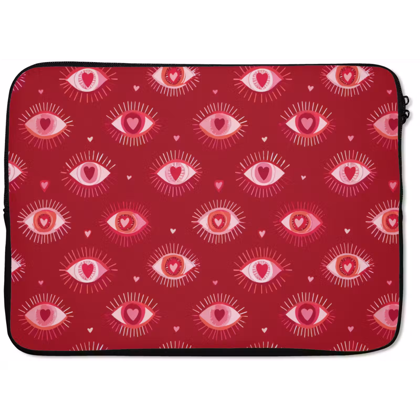 Laptophoes - Ogen - Patroon - Roze - Donkerrood — 1
