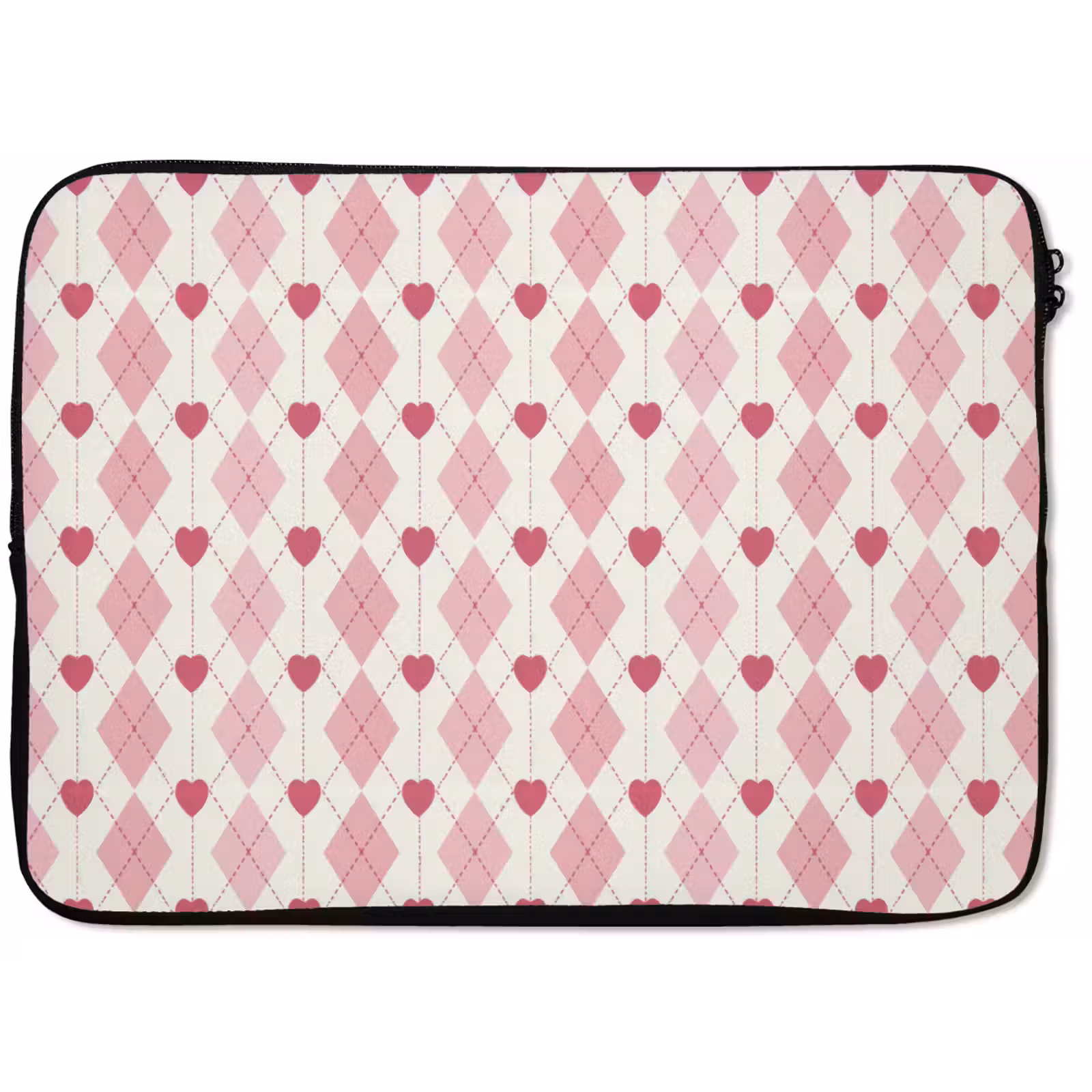 Laptophoes - Ruiten - Klassiek - Roze - Wit — 1