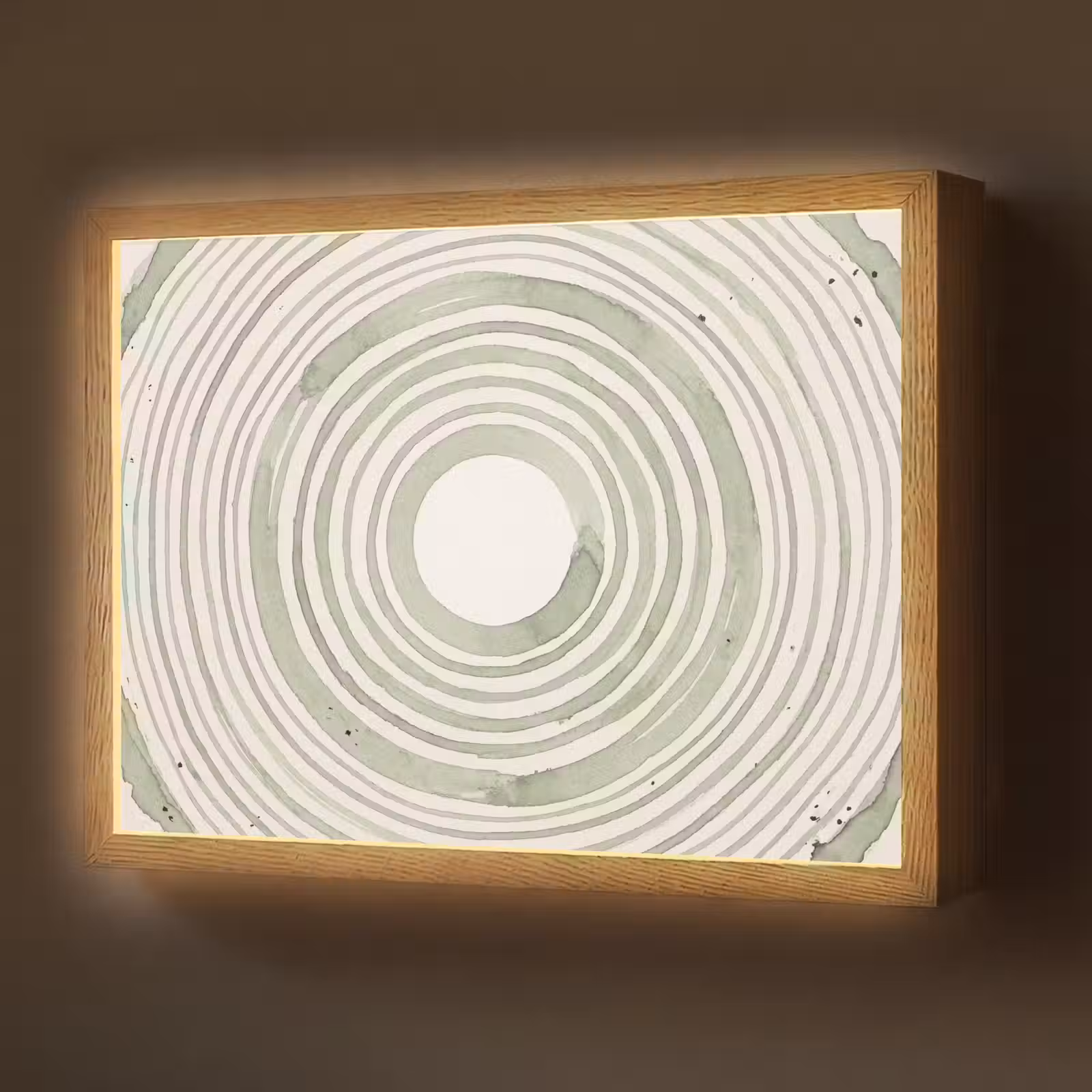 Lightbox - Wandlamp - Abstractie - Cirkels - Waterverf - Groen - Modern — 1