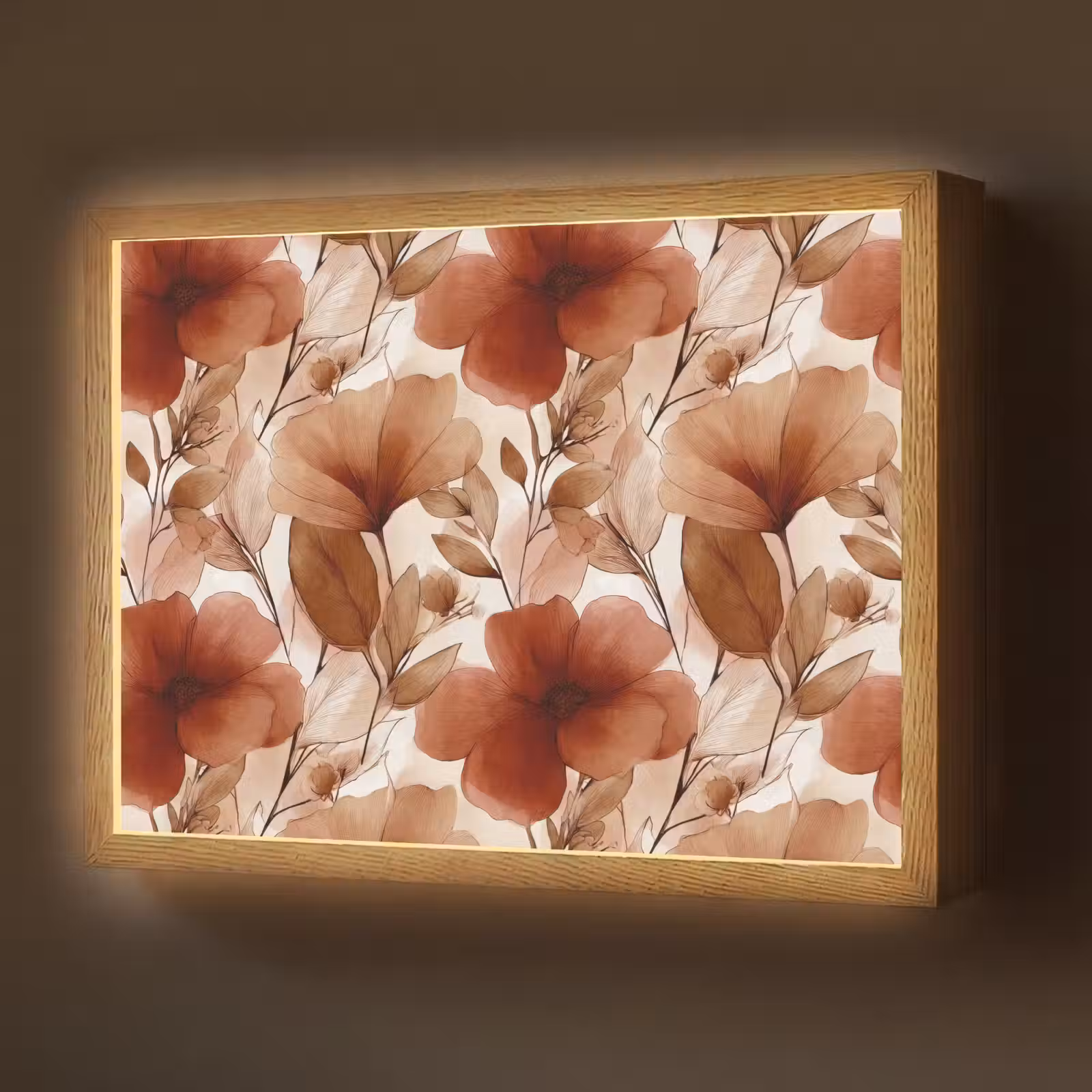 Lightbox - Wandlamp - Bloemen - Aquarel - Botanisch - Terracotta — 1