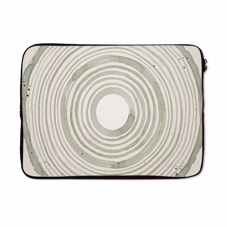 Laptophoes - Abstractie - Cirkels - Waterverf - Groen - Modern — 5