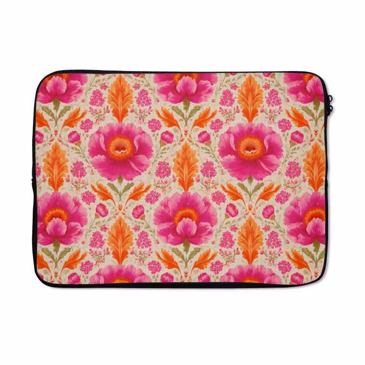 Laptophoes - Bloemen - Barok - Roze - Oranje — 5