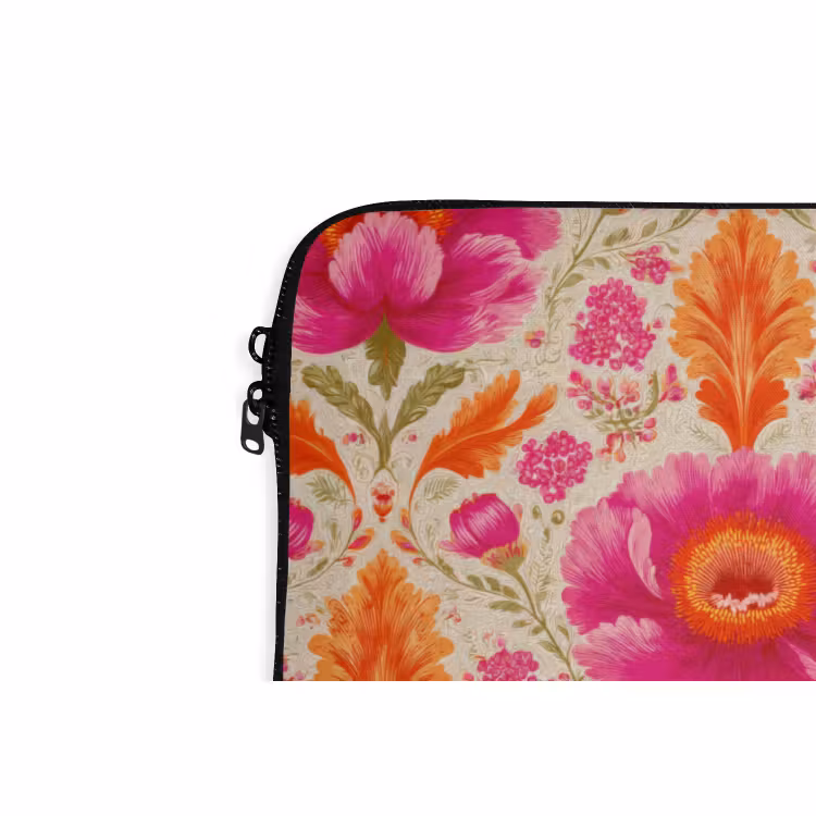 Laptophoes - Bloemen - Barok - Roze - Oranje — 6