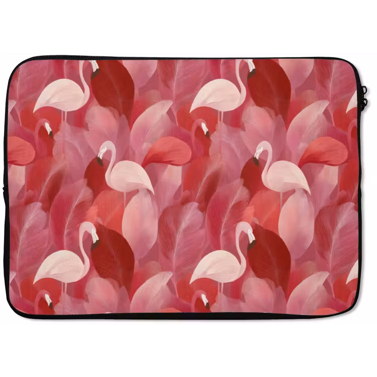 Laptophoes - Flamingo - Botanisch - Elegant - Roze - Rood — 1
