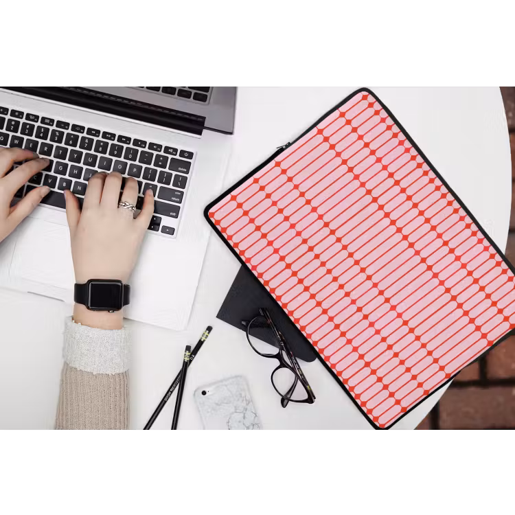 Laptophoes - Geometrisch - Minimalistisch - Rood - Roze — 3