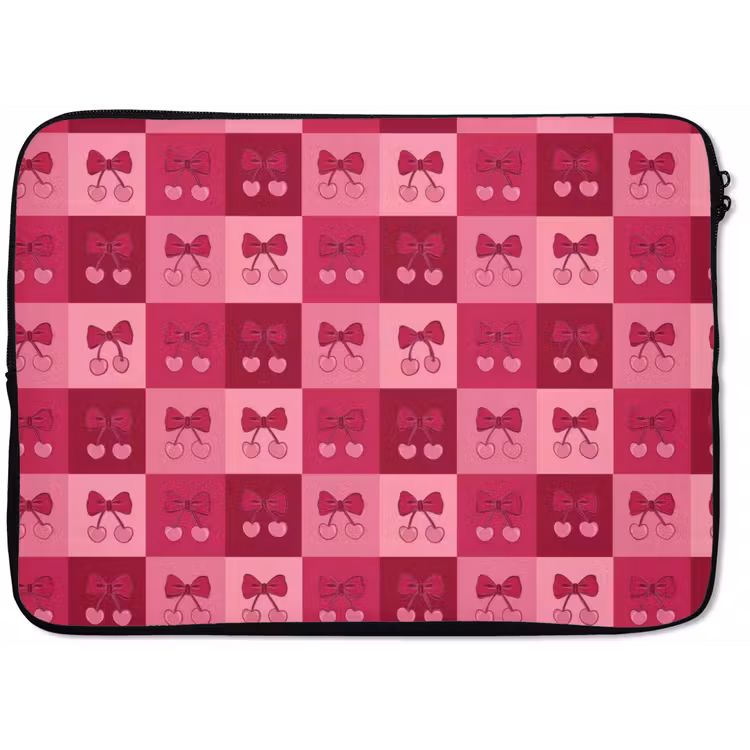 Laptophoes - Kersen - Strikjes - Speels - Roze - Bordeaux — 1