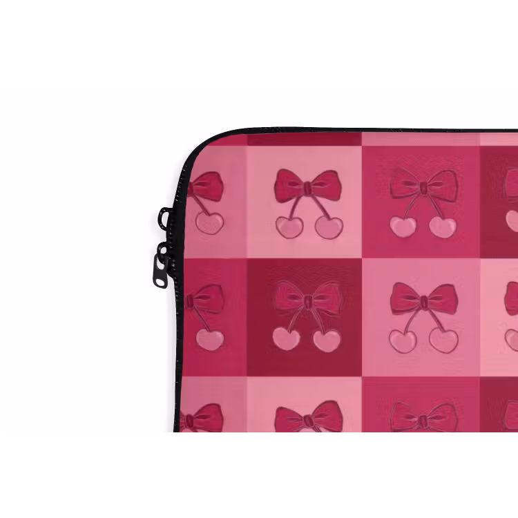 Laptophoes - Kersen - Strikjes - Speels - Roze - Bordeaux — 6