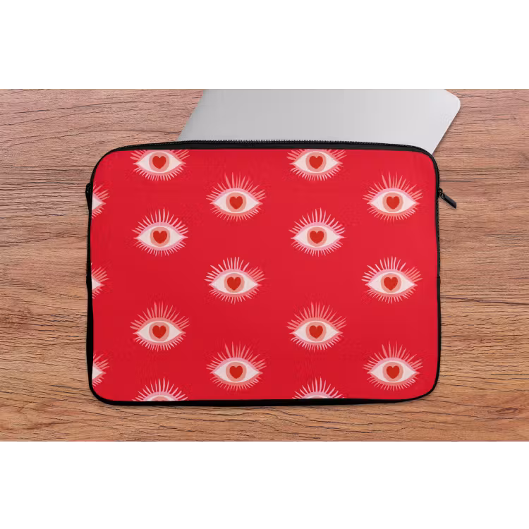 Laptophoes - Ogen - Hart - Abstract - Rood - Roze — 2