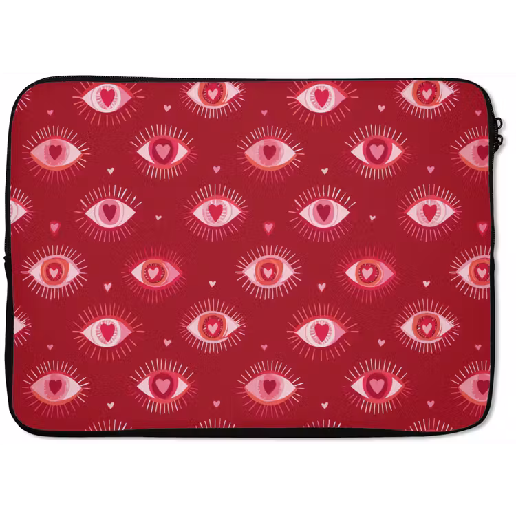 Laptophoes - Ogen - Patroon - Roze - Donkerrood — 1