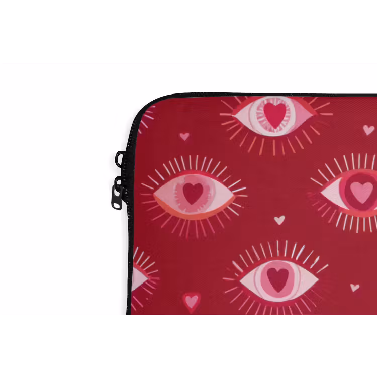Laptophoes - Ogen - Patroon - Roze - Donkerrood — 6
