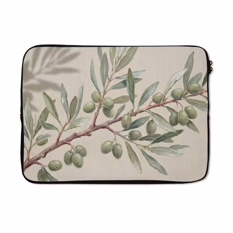 Laptophoes - Olijftak - Bladeren - Natuur - Groen - Beige — 5