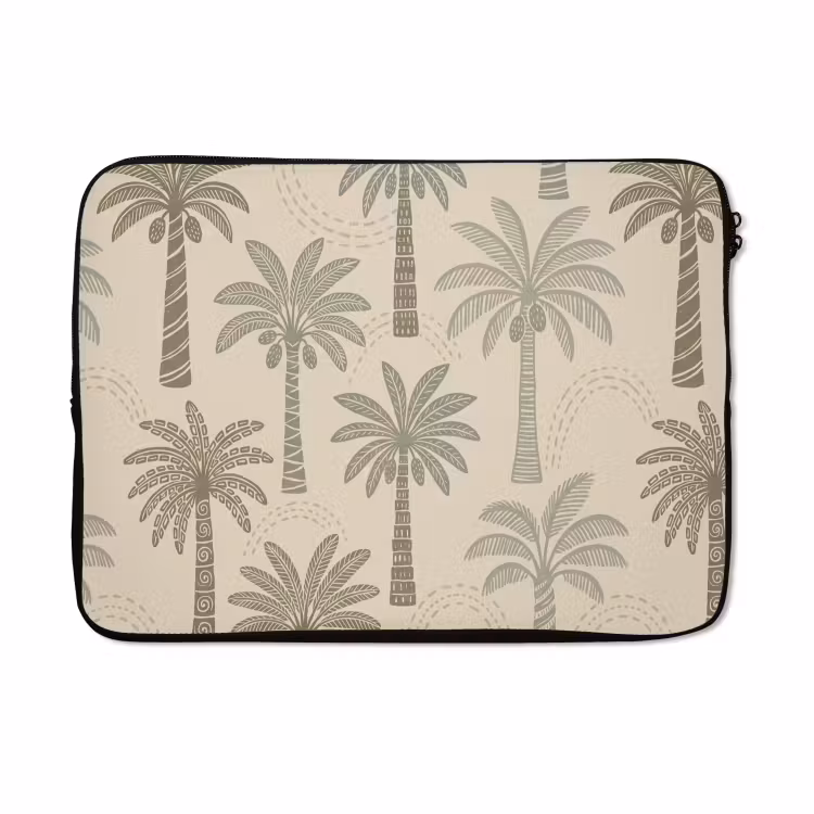 Laptophoes - Palmbomen - Patroon - Tropisch - Beige — 5