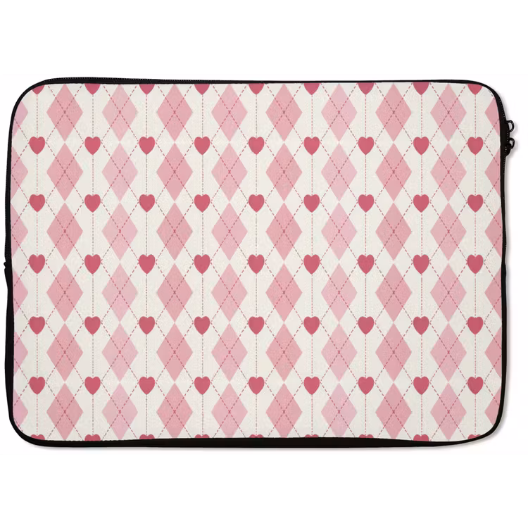 Laptophoes - Ruiten - Klassiek - Roze - Wit — 1