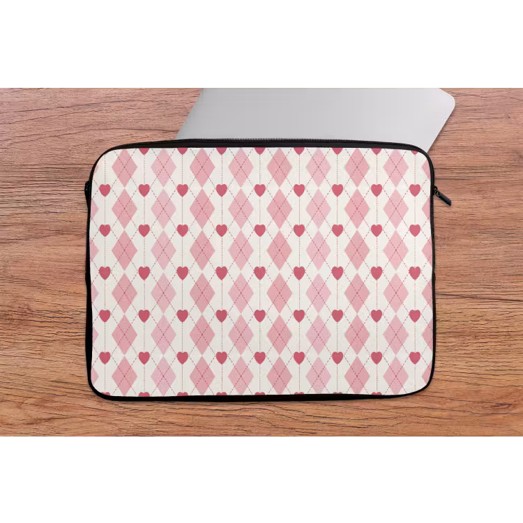 Laptophoes - Ruiten - Klassiek - Roze - Wit — 2
