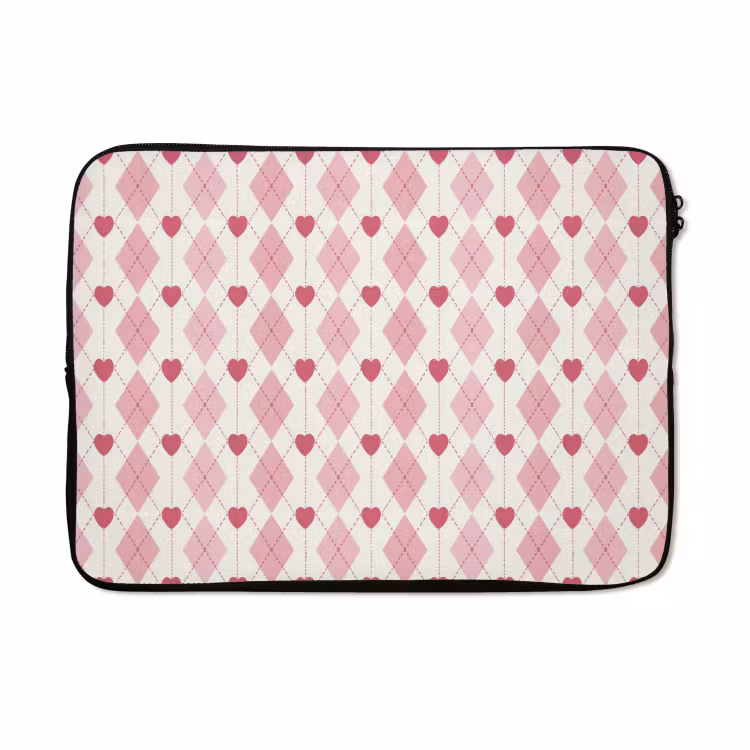 Laptophoes - Ruiten - Klassiek - Roze - Wit — 5