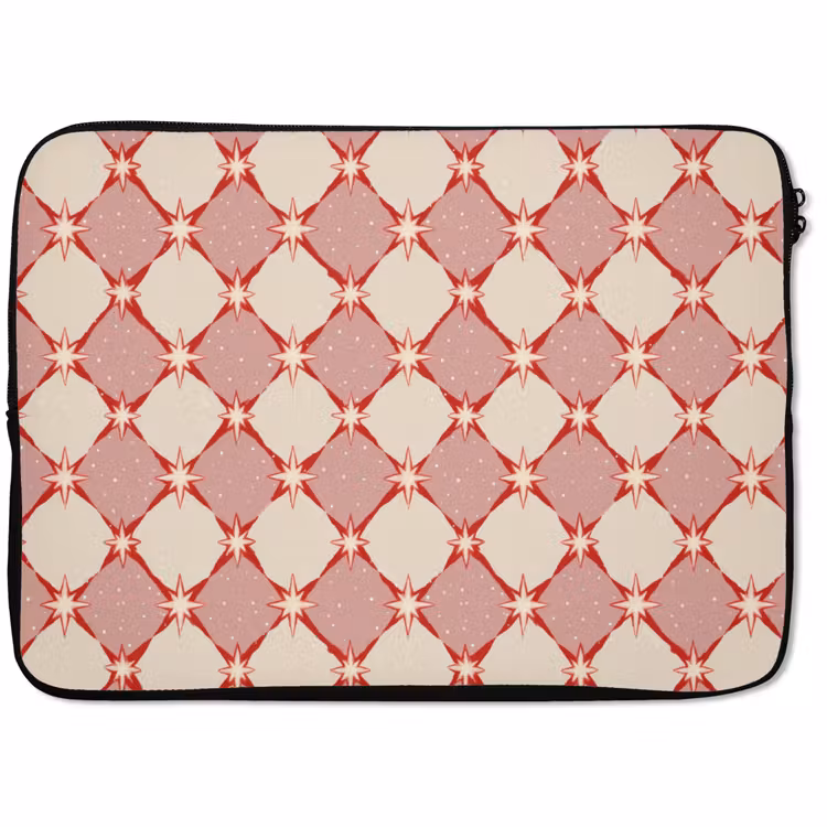 Laptophoes - Ruiten - Sterren - Vintage - Oudroze - Rood — 1