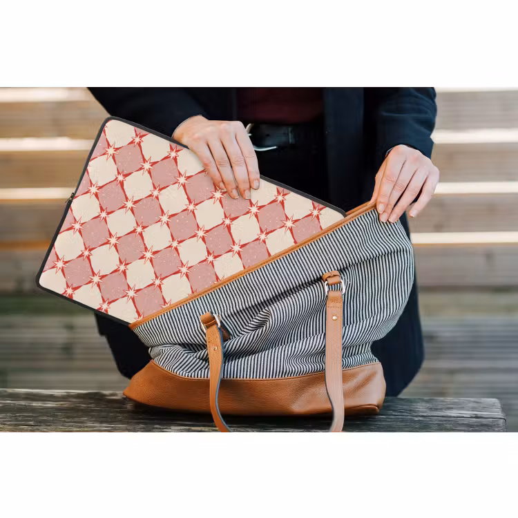 Laptophoes - Ruiten - Sterren - Vintage - Oudroze - Rood — 4