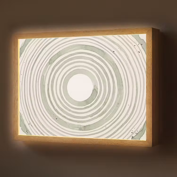 Lightbox - Wandlamp - Abstractie - Cirkels - Waterverf - Groen - Modern — 1