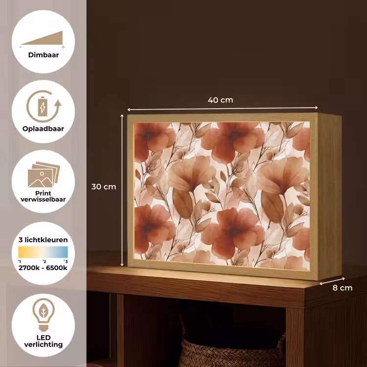 Lightbox - Wandlamp - Bloemen - Aquarel - Botanisch - Terracotta — 10