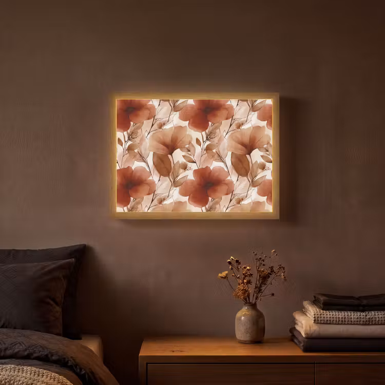 Lightbox - Wandlamp - Bloemen - Aquarel - Botanisch - Terracotta — 3