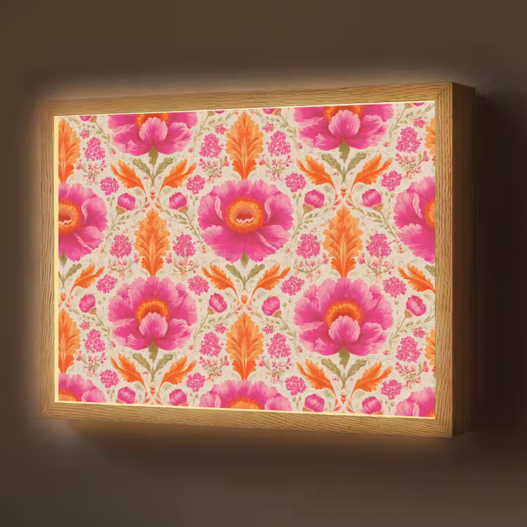 Lightbox - Wandlamp - Bloemen - Barok - Roze - Oranje — 1